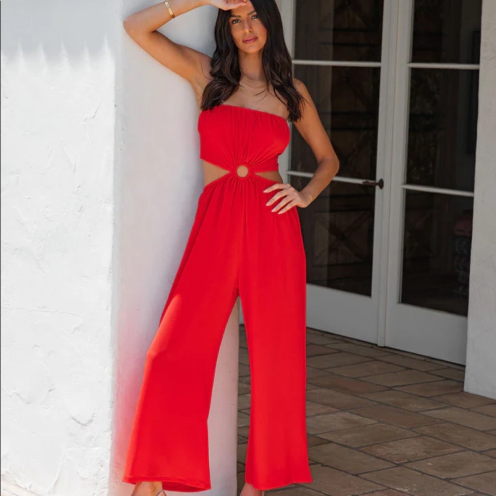 VICI ALL DOLLED UP RED JUMPSUIT